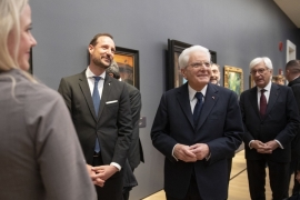 Il Presidente della Repubblica Sergio Mattarella con Sua Altezza Reale il Principe Ereditario del Regno di Norvegia, in occasione della visita al Museo Nazionale
