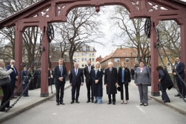 Il Presidente della Repubblica Sergio Mattarella e la Sig.ra Laura a Trondheim, con Sua Altezza Reale il Principe Ereditario del Regno di Norvegia,Magnus Haakon e la Principessa Ereditaria del Regno di Norvegia,al Ponte della Città Vecchia
