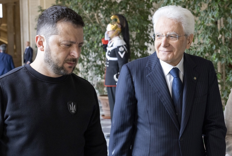 Il Presidente Sergio Mattarella con il Presidente dell'Ucraina Volodymyr Zelenzky