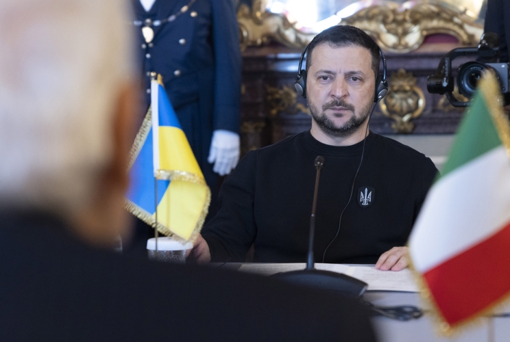 Il Presidente Sergio Mattarella con il Presidente dell'Ucraina Volodymyr Zelenzky