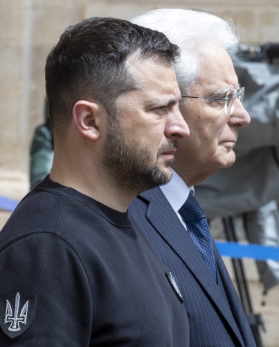Il Presidente Sergio Mattarella con il Presidente dell'Ucraina Volodymyr Zelenzky