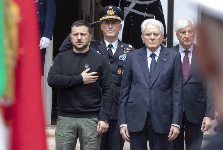 Il Presidente Sergio Mattarella con il Presidente dell'Ucraina Volodymyr Zelenzky