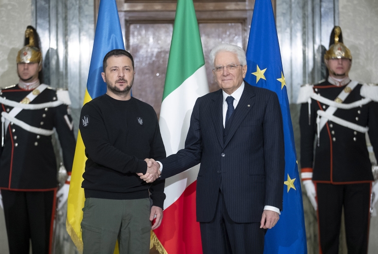 Il Presidente Sergio Mattarella con il Presidente dell'Ucraina Volodymyr Zelenzky