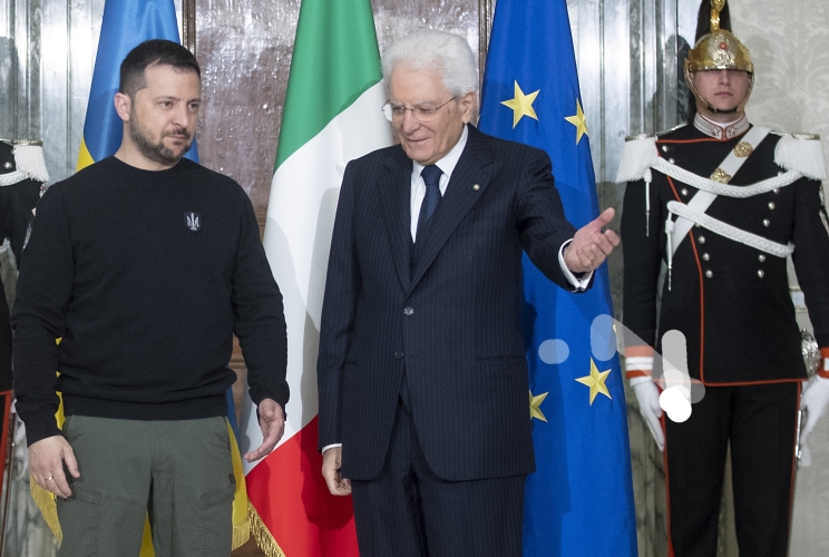 Il Presidente Sergio Mattarella con il Presidente dell'Ucraina Volodymyr Zelenzky