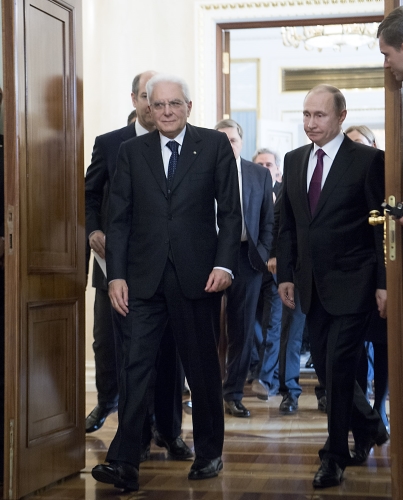 Il Presidente Sergio Mattarellacon il Presidente della Federazione Russa Vladimir Vladimirovič Putin 