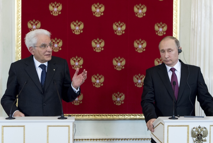Il Presidente Sergio Mattarella nel corso delle dichiarzioni alla stampa con il Presidente della Federazione Russa 