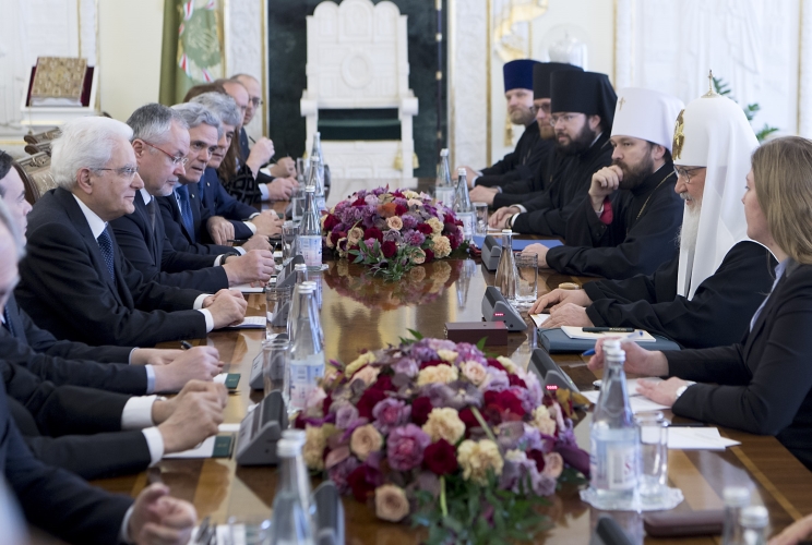 Il Presidente Sergio Mattarella nel corso dell'incontro con il Patriarca di Mosca e di tutte le Russie, Kirill