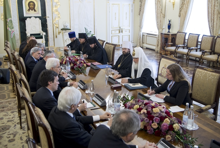 Il Presidente Sergio Mattarella nel corso dell'incontro con il Patriarca di Mosca e di tutte le Russie, Kirill