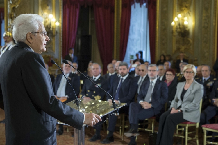 Il Presidente Sergio Mattarella in occasione dell'incontro con gli esponenti delle Associazioni Combattentistiche 