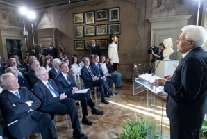 Il Presidente della Repubblica Sergio Mattarella alla cerimonia in occasione del 150° anniversario della morte di Alessandro Manzoni