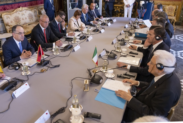 Il Presidente Sergio Mattarella con Bajram Begaj, Presidente della Repubblica d’Albania, in visita ufficiale