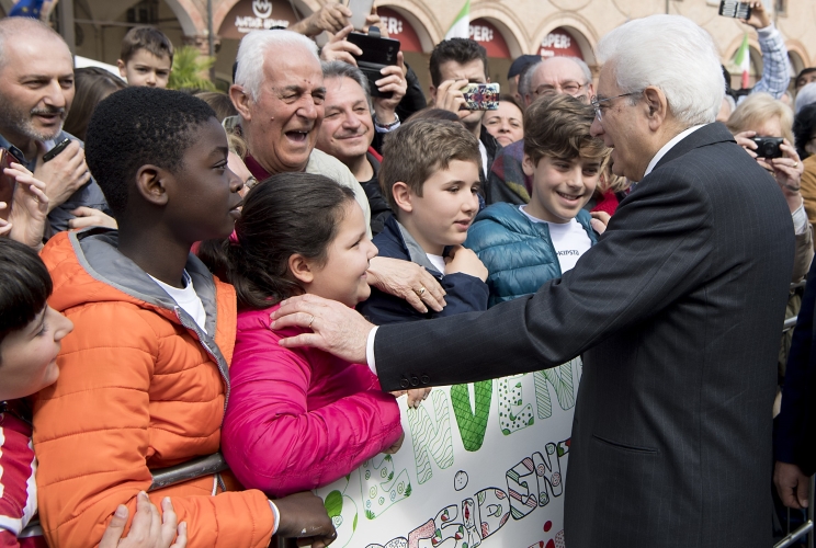 Il Presidente Sergio Mattarella in Piazza dei Martiri a Carpi per le celebrazioni del 72° anniversario della Liberazione. 