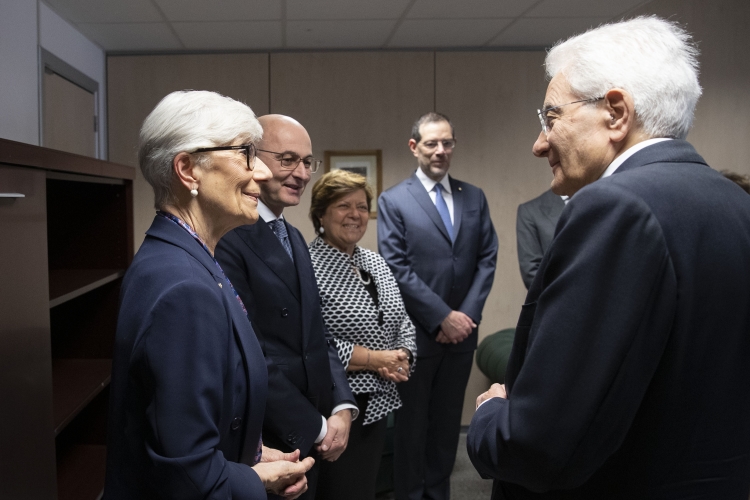Il Presidente della Repubblica Sergio Mattarella a  Firenze, con Silvana Sciarra  Presidente della Corte costituzionale, Fabio Pinelli, Vice Presidente del Consiglio Superiore della Magistratura Margherita Cassano Primo Presidente della Corte Suprema di Cassazione ,in occasione della cerimonia di commemorazione della strage di Via dei Georgofili 