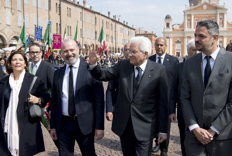 Il Presidente Sergio Mattarella  in Piazza dei Martiri a Carpi per le celebrazioni del 72° anniversario della Liberazione. 