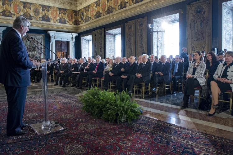 Il Presidente Sergio Mattarella durante la celebrazione della Festa del Lavoro. 