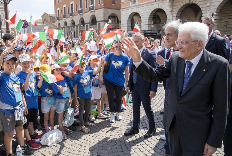 Il Presidente della Repubblica Sergio Mattarella nel corso della visita alla città di Forlì
