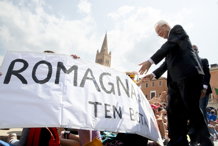 Il Presidente della Repubblica Sergio Mattarella incontra la cittadinanza di Forlì, in occasione della visita alle zone alluvionate dell'Emilia - Romagna
