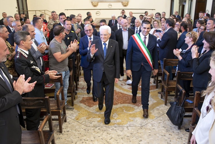 Ravenna - Il Presidente della Repubblica Sergio Mattarella al Municipio di Ravenna, oggi 30 maggio 2023.
