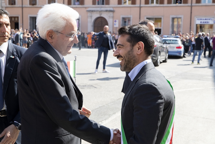 Lugo - Il Presidente della Repubblica Sergio Mattarella nel corso della visita a Lugo, accolto dal Sindaco Davide Ranalli, oggi 30 maggio 2023.
