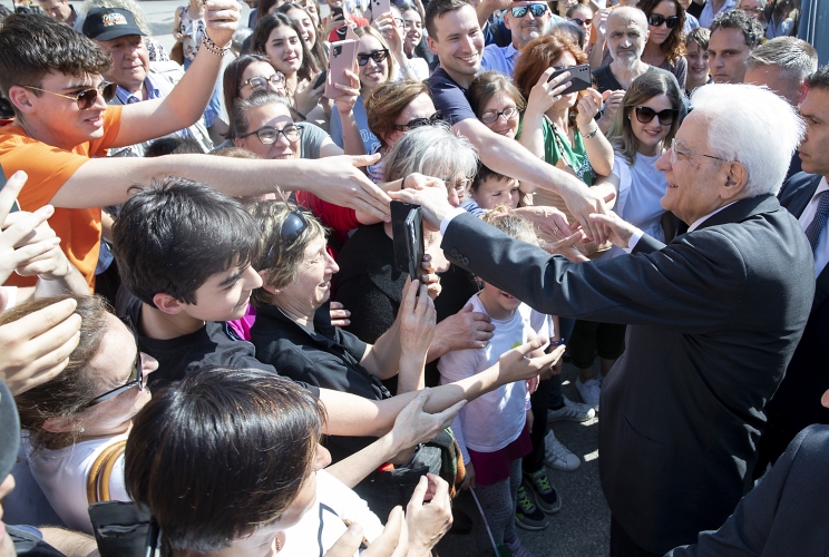 Lugo - Il Presidente della Repubblica Sergio Mattarella nel corso della visita a Lugo, oggi 30 maggio 2023.
