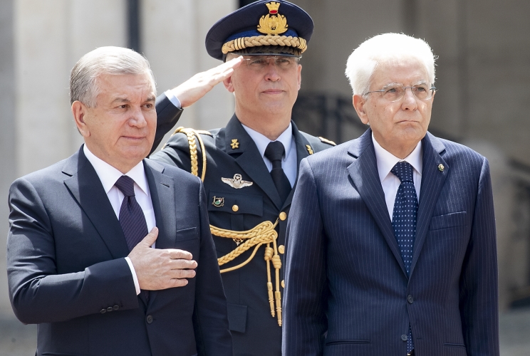 Il Presidente Sergio Mattarella con il Presidente della Repubblica dell’Uzbekistan, S.E. il Signor Shavkat Mirziyoyev, in visita ufficiale