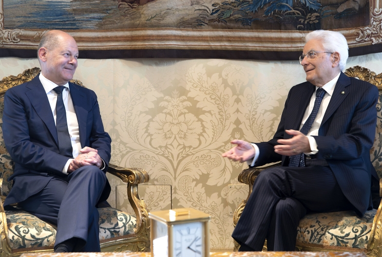 Il Presidente Sergio Mattarella con Olaf Scholz, Cancelliere della Repubblica Federale di Germania