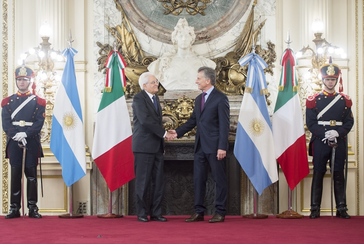 Il Presidente della Repubblica Sergio Mattarella con il Presidente della Repubblica Argentina Mauricio Macri