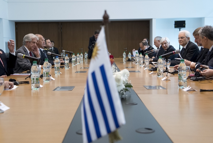 Mattarella con il Presidente della Repubblica Orientale dell'Uruguay, Tabaré Vázquez