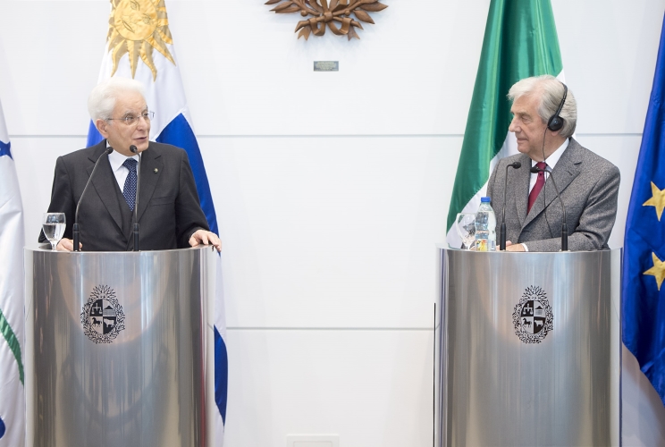 Mattarella con il Presidente della Repubblica Orientale dell'Uruguay