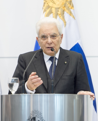  Mattarella nel corso delle dichiarazioni alla stampa al termine dei colloqui con Vázquez 