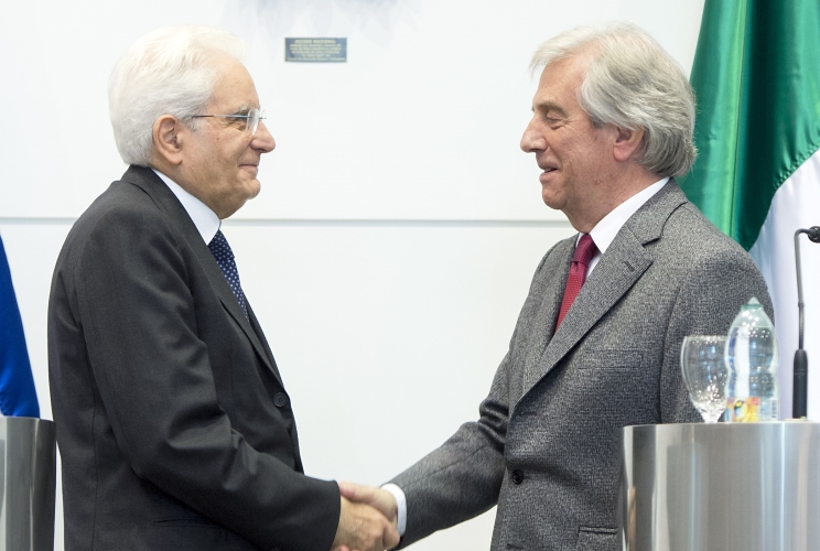 Il Presidente Sergio Mattarella con il Presidente dell'Uruguay
