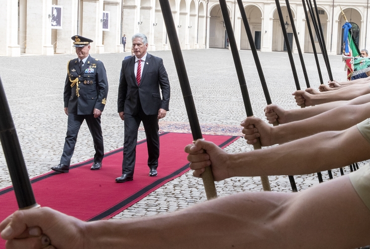 Il Presidente della Repubblica di Cuba, S.E Miguel Díaz-Canel Bermúdez al suo arrivo al Quirinale, in occasione dell'incontro con il Presidente Sergio Mattarella