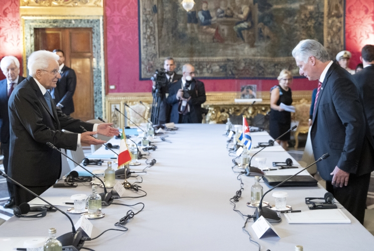 Il Presidente Sergio Mattarella con il Presidente della Repubblica di Cuba, S.E Miguel Díaz-Canel Bermúdez