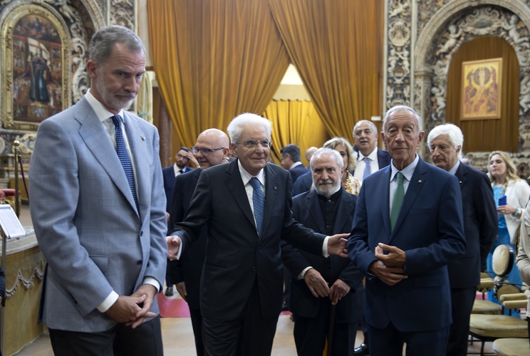 Palermo - Il Presidente della Repubblica Sergio Mattarella con S.M. Felipe VI, Re di Spagna e S.E. il Signor Marcelo Rebelo De Sousa, Presidente della Repubblica Portoghese in visita alla città di Palermo