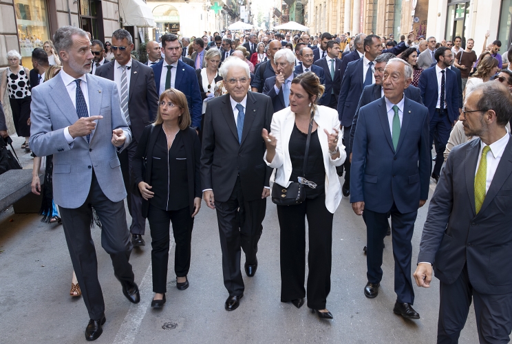 Palermo - Il Presidente della Repubblica Sergio Mattarella con S.M. Felipe VI, Re di Spagna e S.E. il Signor Marcelo Rebelo De Sousa, Presidente della Repubblica Portoghese in visita alla città di Palermo