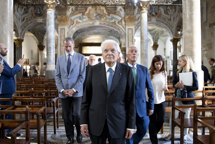 Palermo - Il Presidente della Repubblica Sergio Mattarella con S.M. Felipe VI, Re di Spagna e S.E. il Signor Marcelo Rebelo De Sousa, Presidente della Repubblica Portoghese in visita alla città di Palermo,