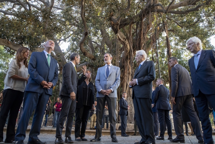 Palermo - Il Presidente della Repubblica Sergio Mattarella con S.M. Felipe VI, Re di Spagna e S.E. il Signor Marcelo Rebelo De Sousa, Presidente della Repubblica Portoghese in visita alla città di Palermo