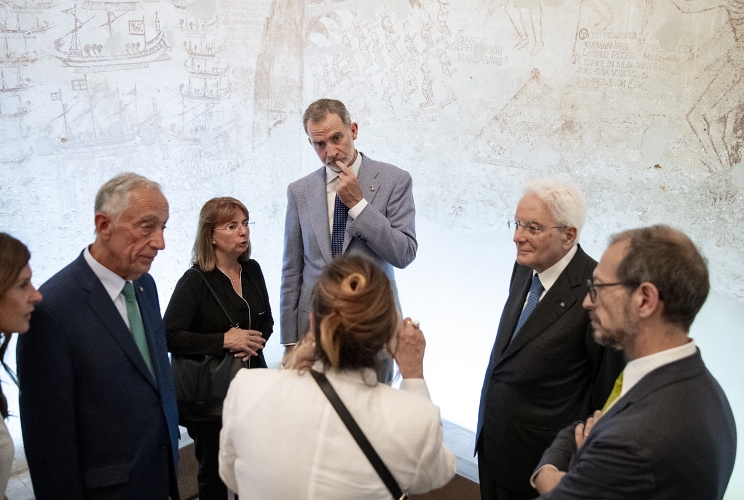 Palermo - Il Presidente della Repubblica Sergio Mattarella con S.M. Felipe VI, Re di Spagna e S.E. il Signor Marcelo Rebelo De Sousa, Presidente della Repubblica Portoghese in visita alla città di Palermo