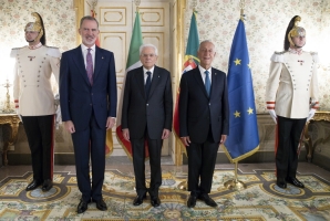 Il Presidente della Repubblica Sergio Mattarella in occasione del pranzo in onore di S.M. Felipe VI, Re di Spagna e di S.E. il Signor Marcelo Rebelo De Sousa, Presidente della Repubblica Portoghese a Villa Pajno
