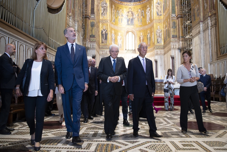 Il Presidente della Repubblica Sergio Mattarella con di S.M. Felipe VI, Re di Spagna e di S.E. il Signor Marcelo Rebelo De Sousa, Presidente della Repubblica Portoghese, in occasione della visita al Duomo di Monreale