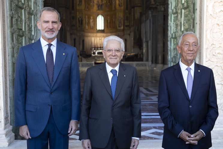 Il Presidente della Repubblica Sergio Mattarella con di S.M. Felipe VI, Re di Spagna e di S.E. il Signor Marcelo Rebelo De Sousa, Presidente della Repubblica Portoghese, in occasione della visita al Duomo di Monreale