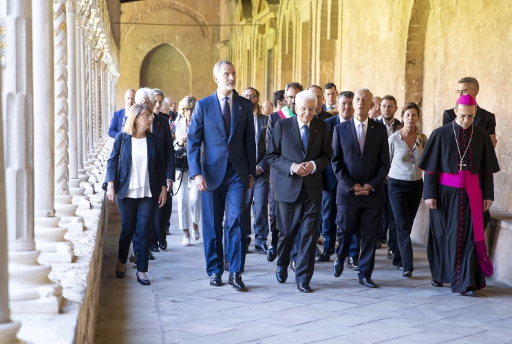Il Presidente della Repubblica Sergio Mattarella con di S.M. Felipe VI, Re di Spagna e di S.E. il Signor Marcelo Rebelo De Sousa, Presidente della Repubblica Portoghese, in occasione della visita al Duomo di Monreale