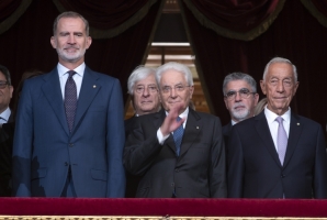 S.M. Felipe VI, Re di Spagna, S.E. il Signor Marcelo Rebelo De Sousa Presidente della Repubblica Portoghese e il Presidente Mattarella intervengono al XVI Simposio COTEC