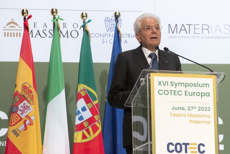 Palermo - Il Presidente della Repubblica Sergio Mattarella nel corso del suo intervento al COTEC, oggi 27 giugno 2023.
