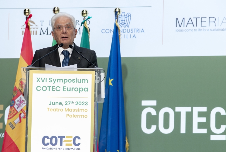 Palermo - Il Presidente della Repubblica Sergio Mattarella nel corso del suo intervento al COTEC, oggi 27 giugno 2023.
