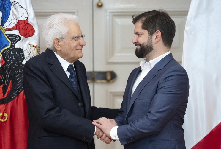 Santiago - Il Presidente della Repubblica Sergio Mattarella al Palazzo della Moneda con il Presidente della Repubblica del Cile Gabriel Boric