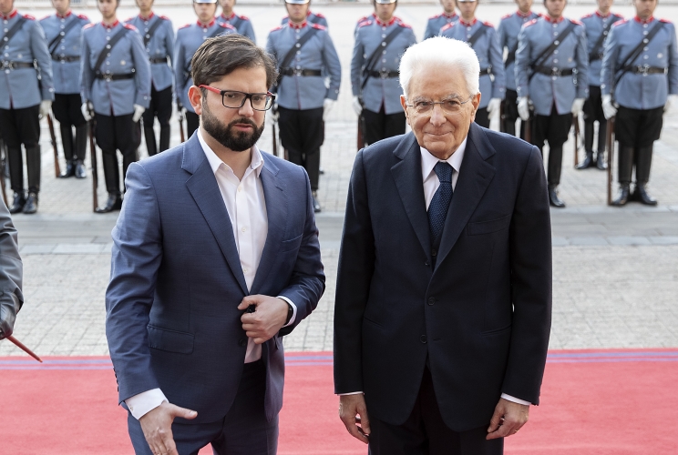 Santiago - Il Presidente della Repubblica Sergio Mattarella al Palazzo della Moneda con il Presidente della Repubblica del Cile Gabriel Boric
