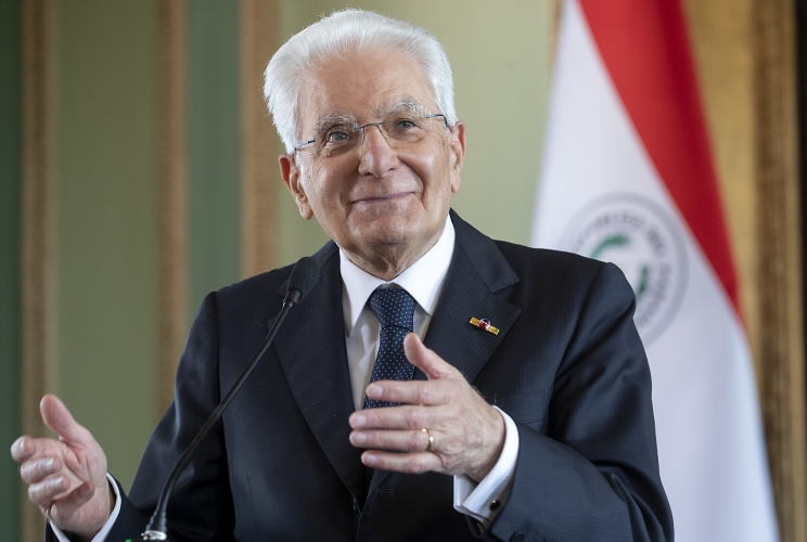 Asuncion - Il Presidente della Repubblica Sergio Mattarella al Palazzo Presidenziale in occasione delle dichiarazioni alla stampa