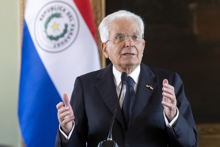 Asuncion - Il Presidente della Repubblica Sergio Mattarella al Palazzo Presidenziale in occasione delle dichiarazioni alla stampa