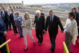 Ciudad del Este - Il Presidente della Repubblica Sergio Mattarella alla diga ITAIPIU
